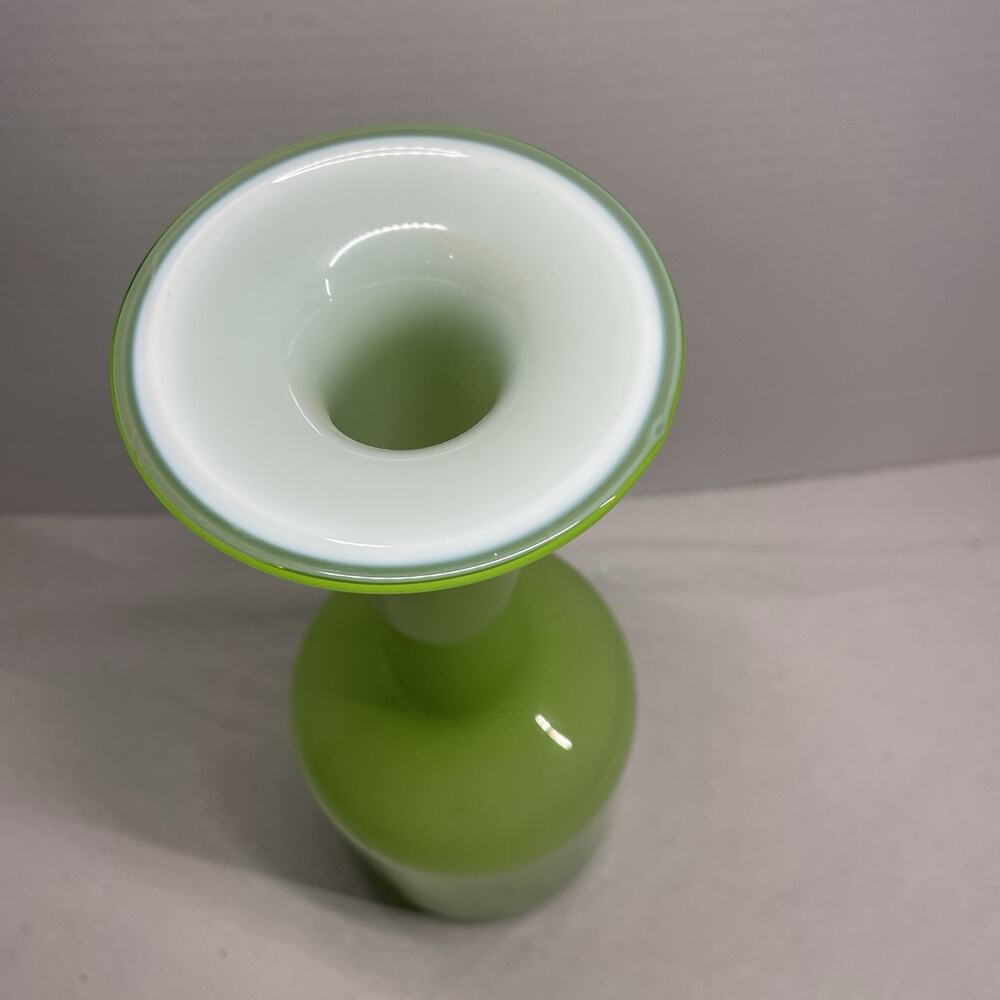 LSA International Blown Art Glass Vase Lime Green White Cased 12.5 Inches Poland - Picture 2 of 8